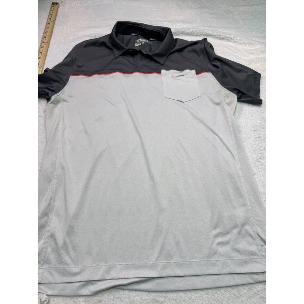 Nike Golf Tour Performance Men's L Golf Polo Shirt Color-block Black Red Stripe